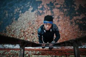 Portrait of  style black man on the roof photo