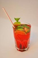 red ice tea with lime photo