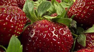Haufen frischer natürlicher Erdbeeren, die darauf warten, verkauft zu werden video