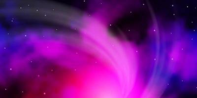 Dark Pink, Blue vector background with colorful stars.