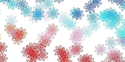 Light Blue, Red vector doodle pattern with flowers.