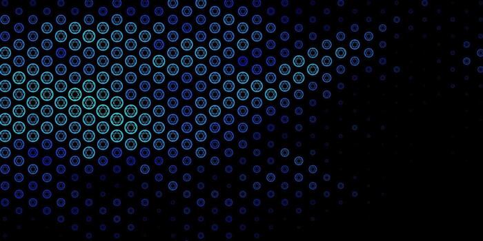 patrón de vector azul oscuro con elementos mágicos.