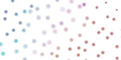 Light Blue, Red vector doodle pattern with flowers.