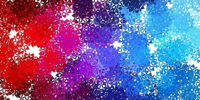 Light Blue, Red vector texture with bright snowflakes.