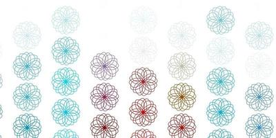 Light blue, red vector doodle pattern with flowers.