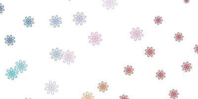 Light Blue, Red vector doodle texture with flowers.