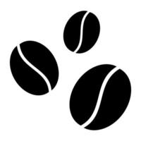 Ilustración de vector de diseño plano de icono de granos de café. plantilla de símbolo de grano de café. recursos gráficos de elementos básicos de café negro