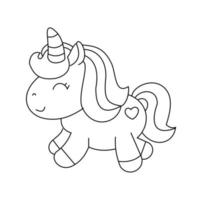 Unicorn coloring page. Cute animal coloring page. Editable vector in eps 10. Basic element graphic resource