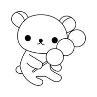 Cute panda with dango coloring page. Editable vector in eps 10. Basic element graphic dsign