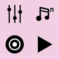 music icon set in black illustration design. Basic element graphic design. Editable vector in eps10