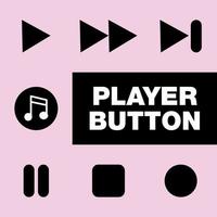 Black player button set for media player. 7 set editable player icon in eps 10 vector