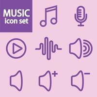 Purple set music icon illustration vector. Editable vector in eps10.