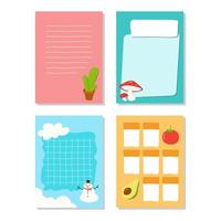 cute note paper, write memo and write plan for reminder. Isolated on white background. Vector design