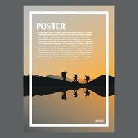 mountain adventure poster template design line art vector illustration design creative nature minimalist monoline outline linear simple modern