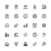 Ecology Icon Set Line Style. Renewable, Earth, Greenhouse, Plant, And More vector