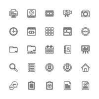 User Interface Icon Set Line Style. File, Camera, Video, Home And More. Perfect For Website, Apps And Presentation vector