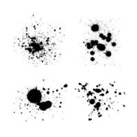 Black ink splatter. Vector watercolor paint brush texture. Ink splash and stain set