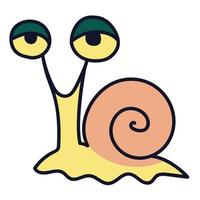 caracol gracioso con una mirada descontenta al estilo de las caricaturas vector