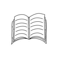 Hand drawn vector illustration of open book in doodle style. Cute illustration of book on a white background.