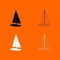 Yacht black and white set icon . vector