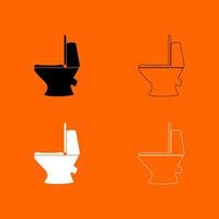 Toilet bowl black and white set icon . vector