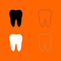 Tooth black and white set icon . vector