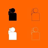 People or two avatar black and white set icon . vector