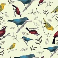 Spring Bird Seamless Pattern Background vector