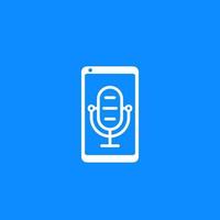 Podcast vector icon with mike and smartphone