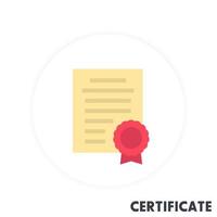 icono de certificado en estilo plano vector