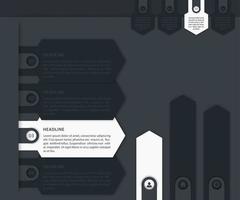 elementos infográficos de negocios, 1, 2, 3, 4 pasos, línea de tiempo, flechas de crecimiento en negro, gris y blanco vector