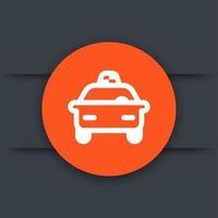 taxi line icon, front view, vector illustration