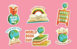 Cute World Book Day Sticker Set vector