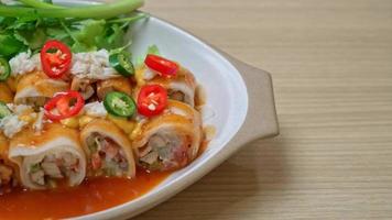 fresh spring roll with crab and sauce and vagetable - healthy food style video