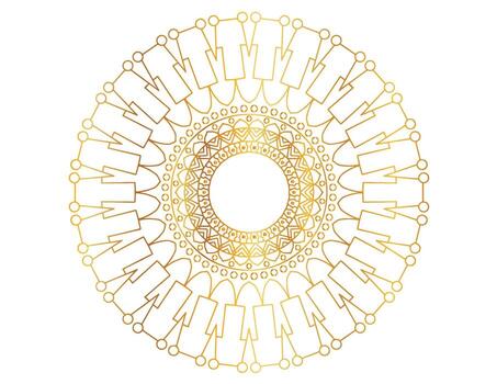 Mandala Art with golden gradient, designing, background, vector