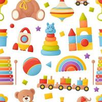 patrón con juguetes para niños. ilustración vectorial colorida en estilo de dibujos animados vector