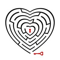 Vector Illustration Of A Maze In The Shape Of A Heart Puzzle