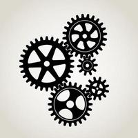 Gear Set Small And Big, Black Silhouette vector