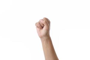 Male clenched fist, isolated on a white background photo