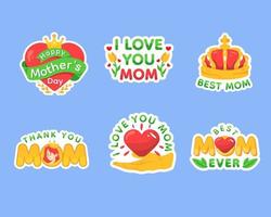 Happy Mothers Day Stickers Set vector