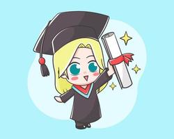 lindo personaje de dibujos animados de graduación vector