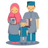 Vector character for Muslim family with son and daughter