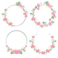 hibiscus blossom flower wreath frame collection for summer vector