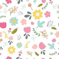 spring or summer flower blooming garden seamless colorful pattern vector