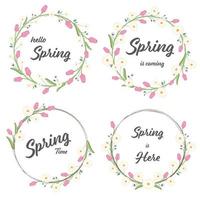 tulip and daisy spring wreath collection eps10 vectors illustration