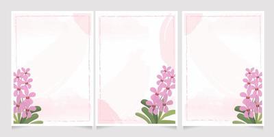 pink Mokara orchid on watercolor splash wedding invitation background collection vector