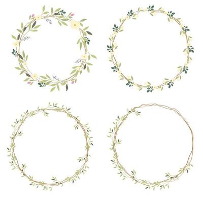 white wild flowers wreath collection eps10 vectors illustration