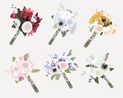 beautiful bridal bouquet collection flat style vector