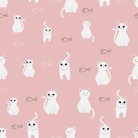 grumpy cute  white cat on pink background seamless pattern eps10 vectors illustration