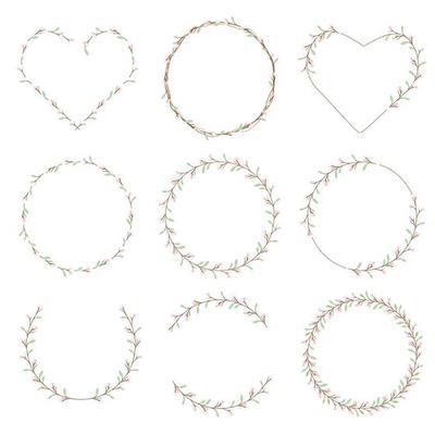 minimal flower bud heart and circle wreath collection